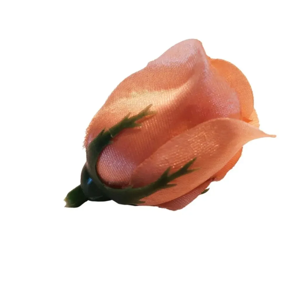 105 Peach Color Satin Rose Head Lot Open Roses Buds Stemless Wedding Craft Decor